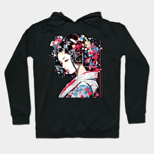 Japanese Woman Portrait Geisha Tradition Culture Abstract Hoodie